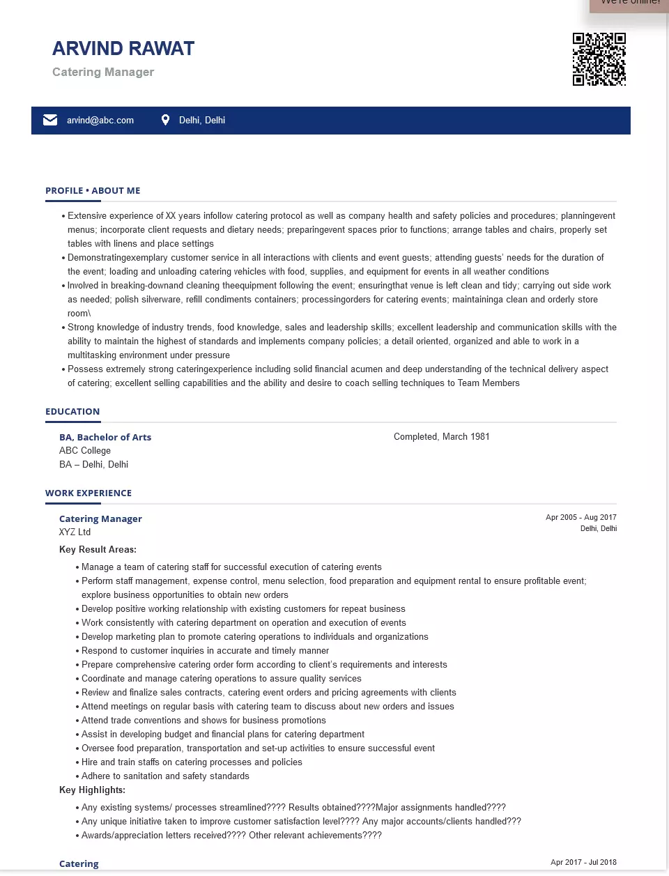 Catering Sample amp Ready To Use - Catering Resumes Sample.webp