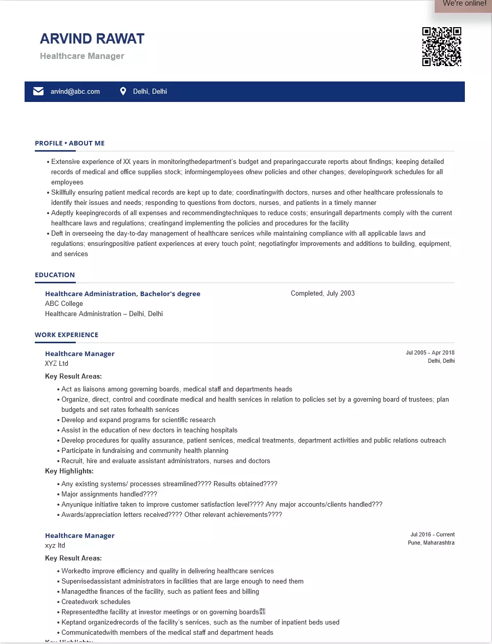 Resume Examples Medical Records - Healthcare Manager Resumes Sample.webp