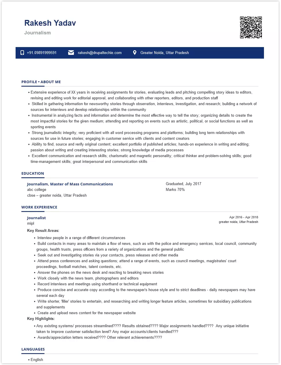 Journalist Sample amp Ready To Use - Journalist Resumes Sample.webp