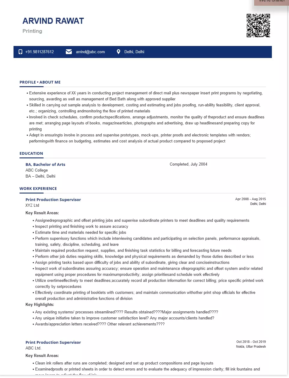 Printing Sample amp Ready To Use - Printing Resumes Sample.webp